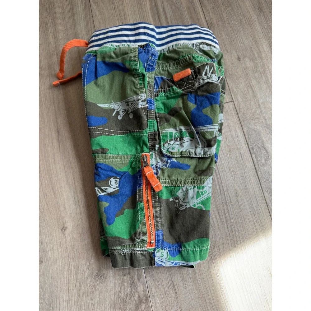 Mini Boden Boys Camo Airplane Cargo Shorts Green Blue Size 3Y‎ Elastic Waist